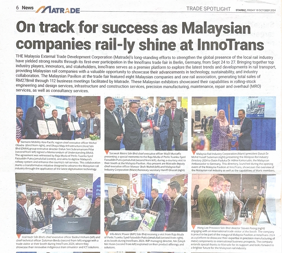 In the News: On Track for Success as Malaysian Companies Rail-ly Shine at InnoTrans